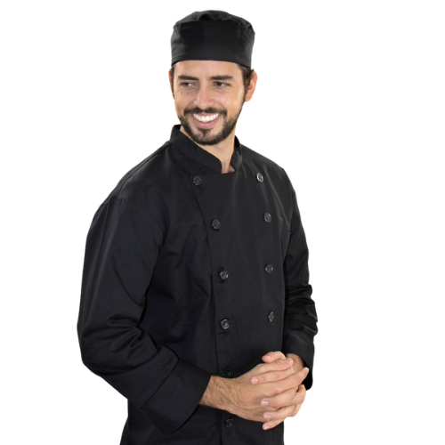 Filipina de Chef Manga 3_4 color negro Tela_ Gabardina