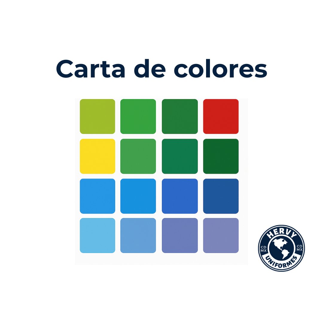 Gráfico de carta de colores con 20 tonos para uniformes